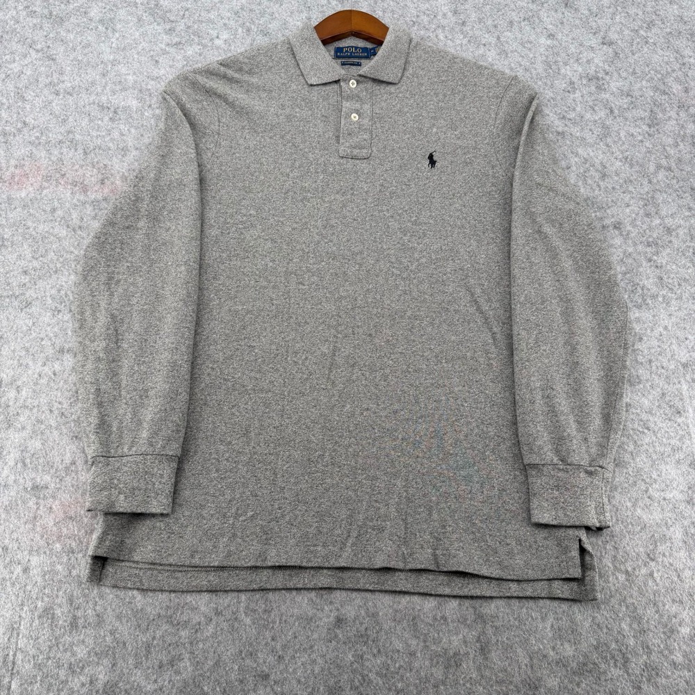 Polo Ralph Lauren Mens Gray Long Sleeve Polo Shirt Classic Fit M RN41381